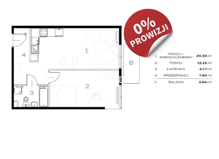 Mieszkanie dwupokojowe na sprzedaż Kraków, Prądnik Biały, Prądnik Biały, 29 listopada - okolice  48m2 Foto 3