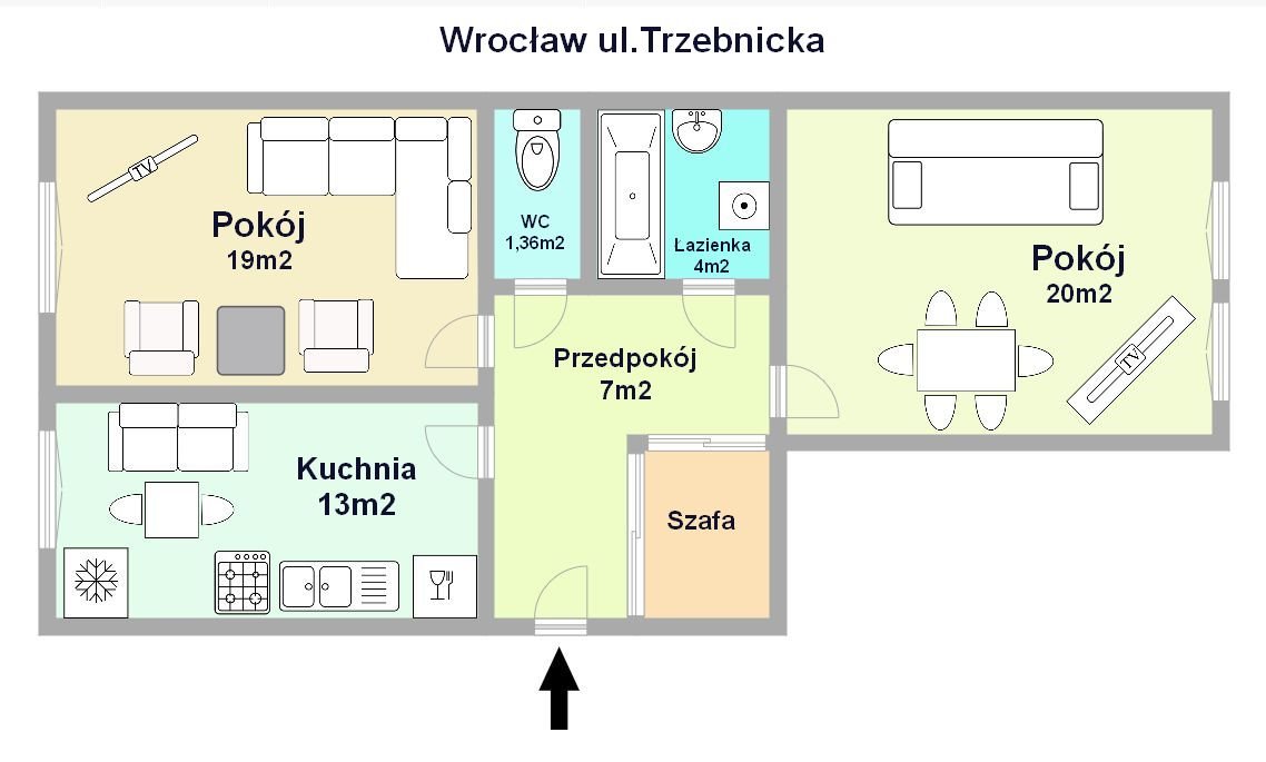Mieszkanie dwupokojowe na sprzedaż Wrocław, Kleczków, Trzebnicka  64m2 Foto 2