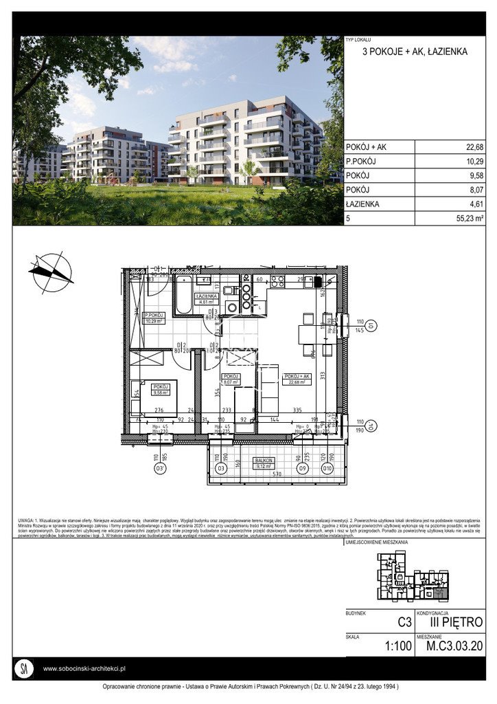 Mieszkanie trzypokojowe na sprzedaż Bydgoszcz, Fordon, Fordońska  55m2 Foto 4