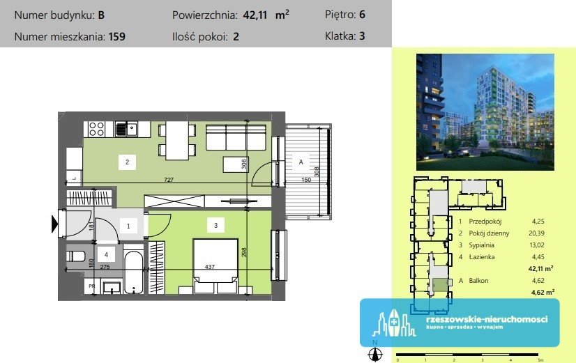 Mieszkanie dwupokojowe na sprzedaż Rzeszów, Technologiczna  42m2 Foto 2