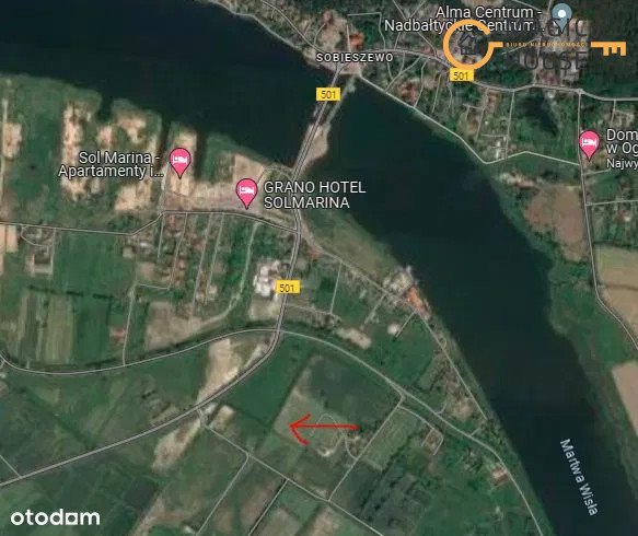 Działka budowlana 1590m2 z projektem domu i potencjałem inwestycyjnym Wiślinka, Nasza  1 590m2 Foto 1