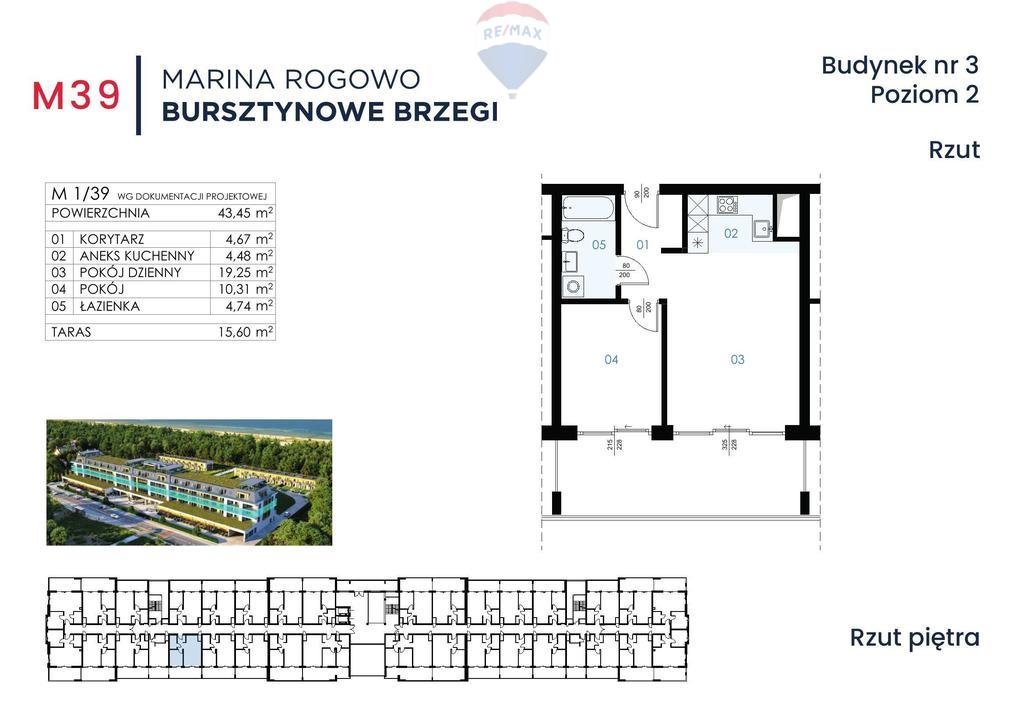 Mieszkanie dwupokojowe na sprzedaż Rogowo  43m2 Foto 1