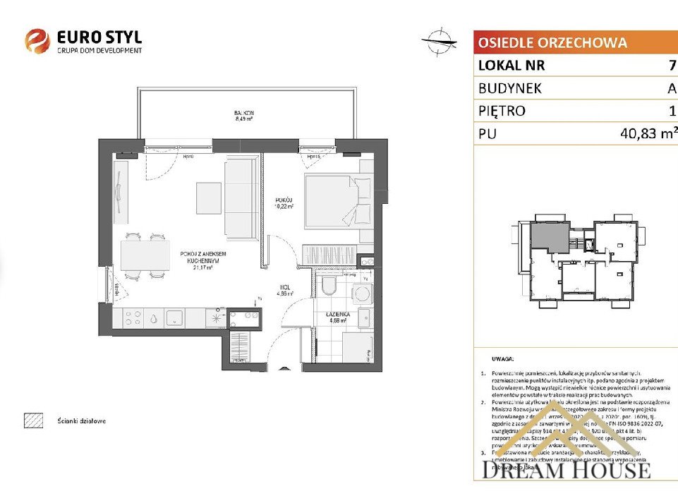 Na sprzedaż nowoczesne 3-pokojowe mieszkanie 40,83 m² w Gdyni Gdynia, Chylonia, Orzechowa  41m2 Foto 1