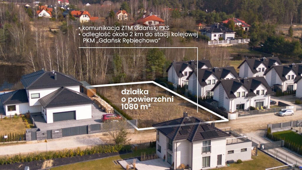 Działka budowlana 1080m² z MPZP, media, zielony zakątek Banino  1 080m2 Foto 1