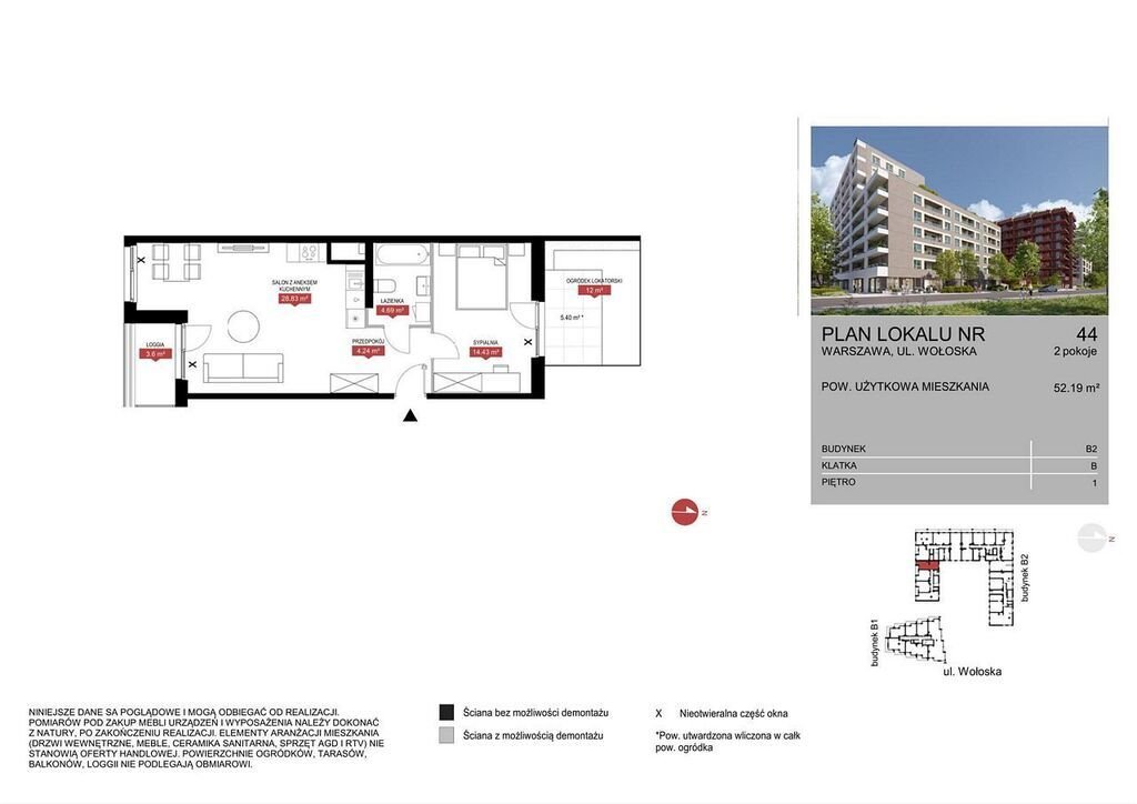 Mieszkanie dwupokojowe na sprzedaż Warszawa, Mokotów, Wołoska  52m2 Foto 10