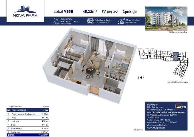 Mieszkanie trzypokojowe na sprzedaż Łomża, Akademicka  48m2 Foto 1