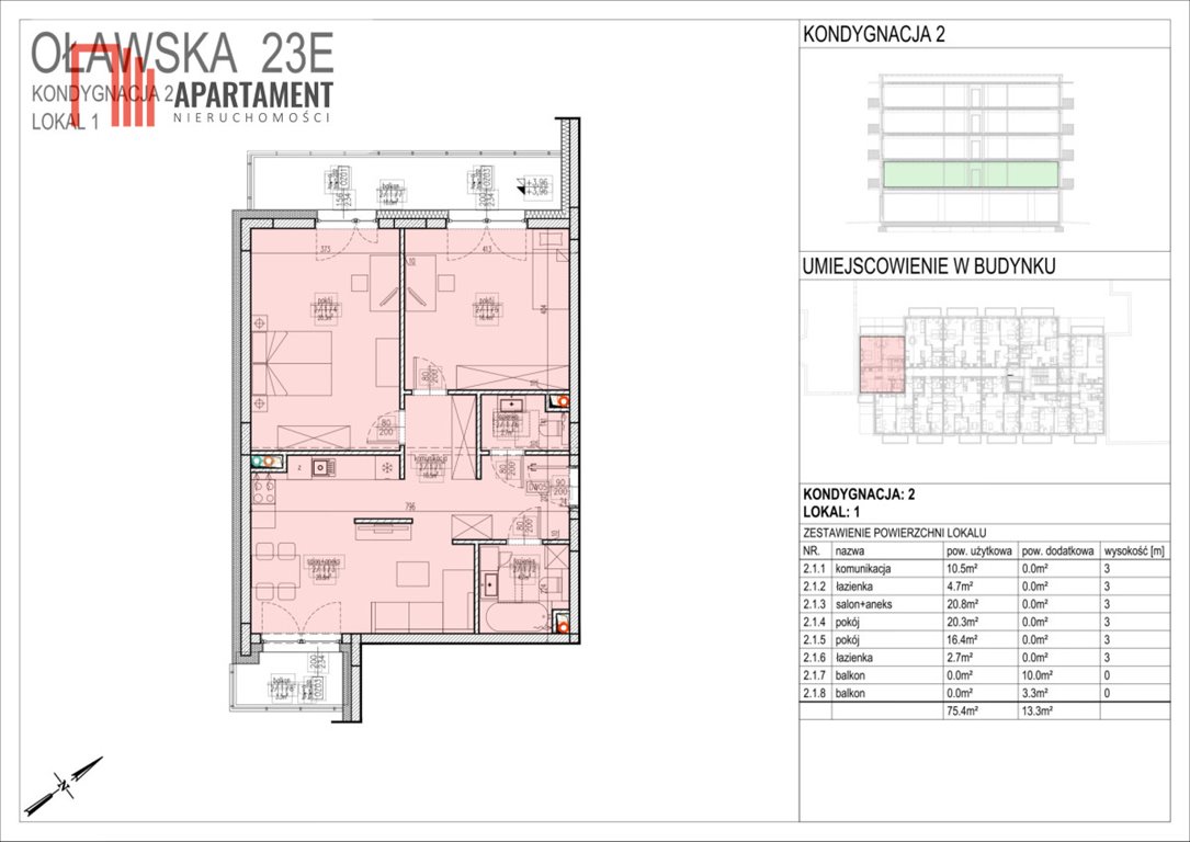 Mieszkanie trzypokojowe na sprzedaż Jelcz-Laskowice  75m2 Foto 8