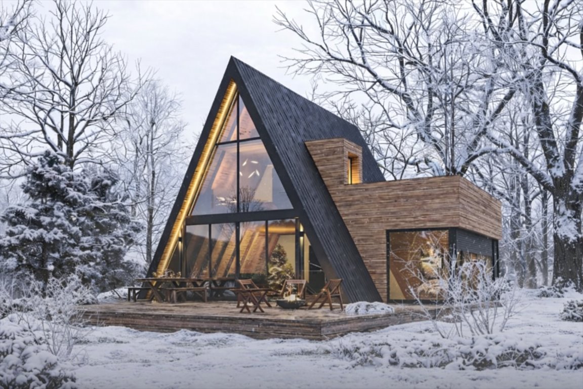 Nowoczesny dom prefabrykowany A-Frame 60 m2, szybki montaż Kraków, Dębniki, Bronowicka  60m2 Foto 1