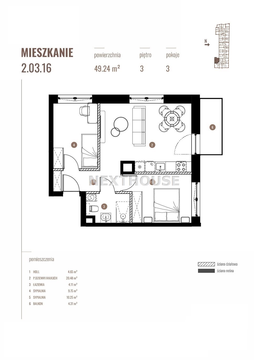 Mieszkanie trzypokojowe na sprzedaż Katowice  49m2 Foto 4