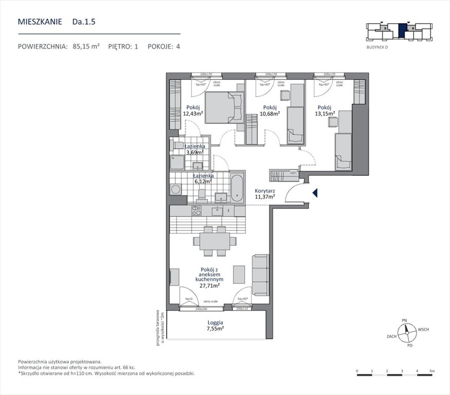 Nowoczesne 4-pokojowe mieszkanie w Gdańsku Morena - zapraszam Gdańsk, Morena  85m2 Foto 1
