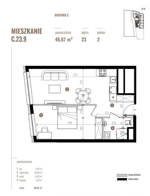 Mieszkanie dwupokojowe na sprzedaż Wrocław, Stare Miasto, Os. Stare Miasto  47m2 Foto 17