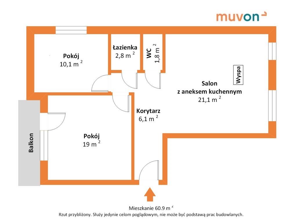 Mieszkanie trzypokojowe na sprzedaż Krosno Odrzańskie, Piastów  61m2 Foto 6