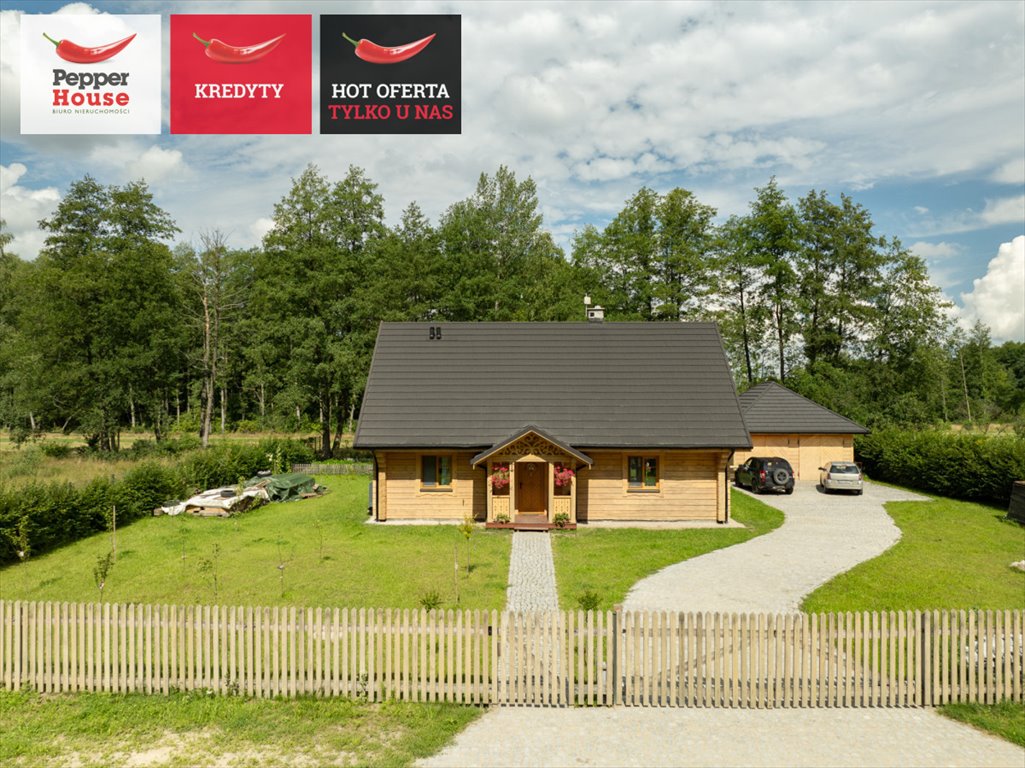 Polecam dom z bali 180 m² z tarasem i ogrodem w Budy Michałowskie Budy Michałowskie, Zachodzącego Słońca  180m2 Foto 1