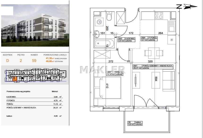 Mieszkanie dwupokojowe na sprzedaż Bydgoszcz, Szwederowo  40m2 Foto 4