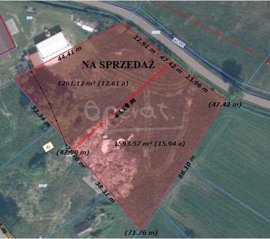 Działka budowlana 1260 m² z mediami przy drodze asfaltowej Huta  1 260m2 Foto 1