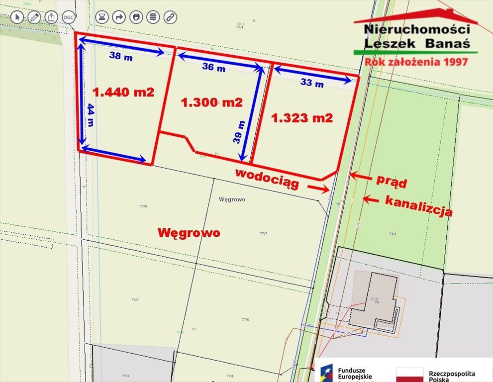 Działka budowlana na sprzedaż Węgrowo  1 300m2 Foto 1