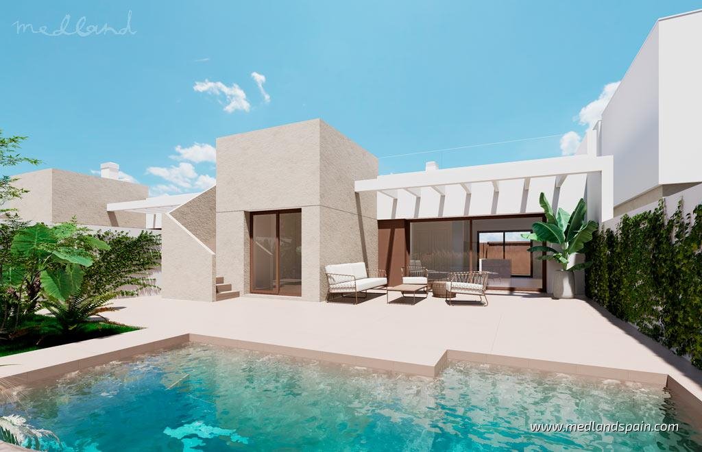 Nowoczesny dom z ogrodem i solarium w Los Alcázares Hiszpania, Los Alcázares  103m2 Foto 1