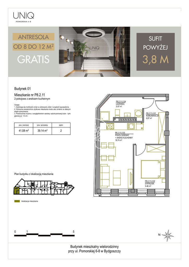 Dwupokojowe mieszkanie w centrum Bydgoszczy, 39,63 m2 Bydgoszcz, Centrum, Pomorska  40m2 Foto 1