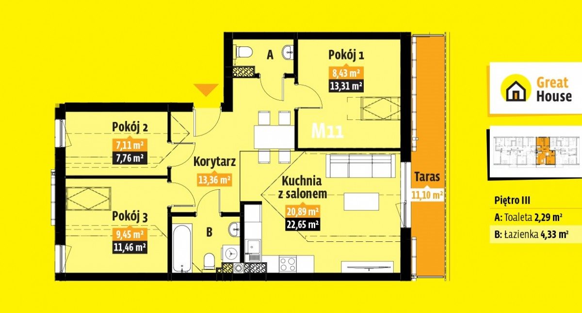 Mieszkanie trzypokojowe na sprzedaż Kielce, Jana Karskiego  67m2 Foto 2