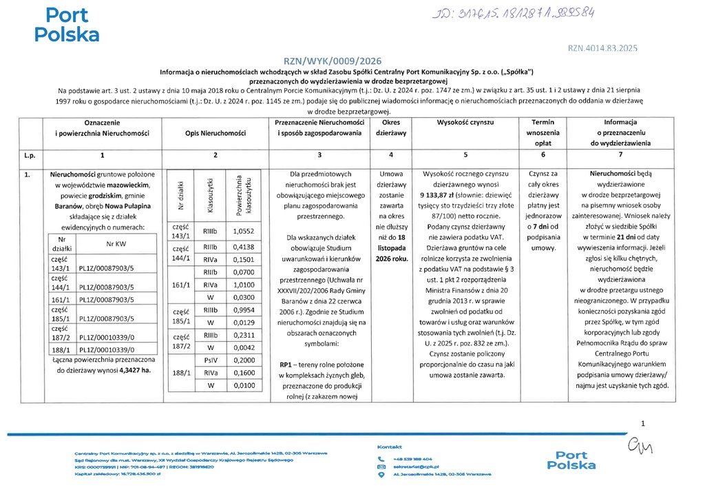 Działka do wynajęcia 43 427 m² w Nowej Pułapinie Nowa Pułapina  43 427m2 Foto 1