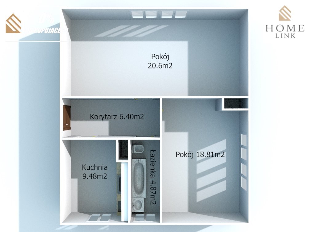 Mieszkanie dwupokojowe na sprzedaż Olsztyn  60m2 Foto 7