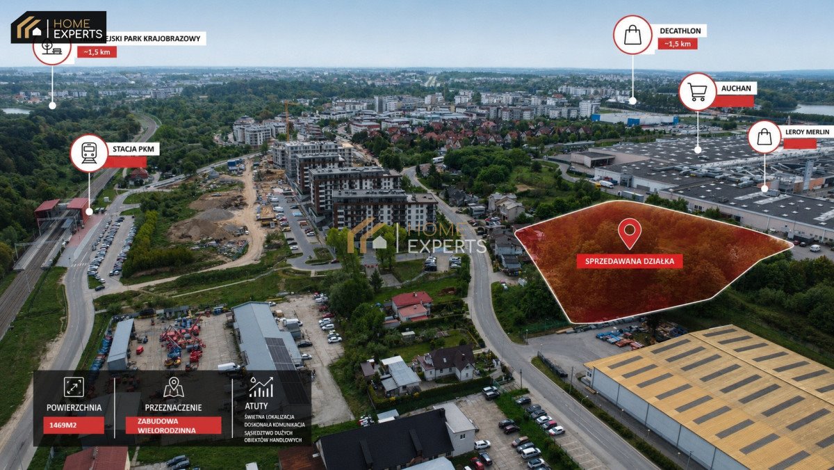 Na sprzedaż działka pod zabudowę wielorodzinną w Gdańsku Gdańsk, Jasień, Szczęśliwa  1 469m2 Foto 1