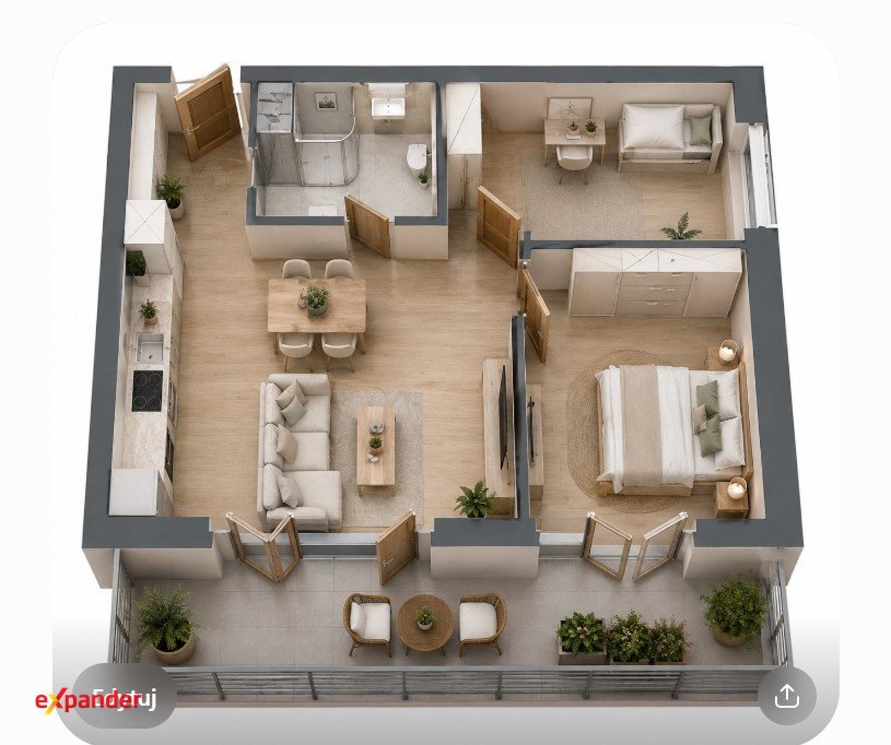 Nowoczesne 3-pokojowe mieszkanie 46,1 m² z tarasem - polecam! Poznań, Morasko-Radojewo, Morasko  46m2 Foto 1