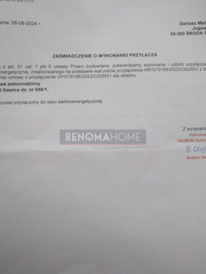 Działka budowlana 2174 m² w Kawicach, media, plan mieszkaniowy Kawice  2 174m2 Foto 1