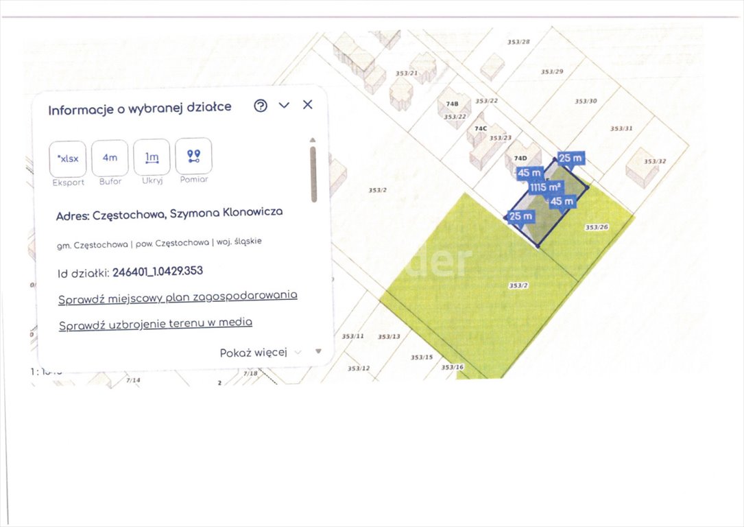 Działka 1115 m² z uzbrojeniem i widokiem na kwitnące żarnowce Częstochowa, Północ, Szymona Klonowicza  1 115m2 Foto 1