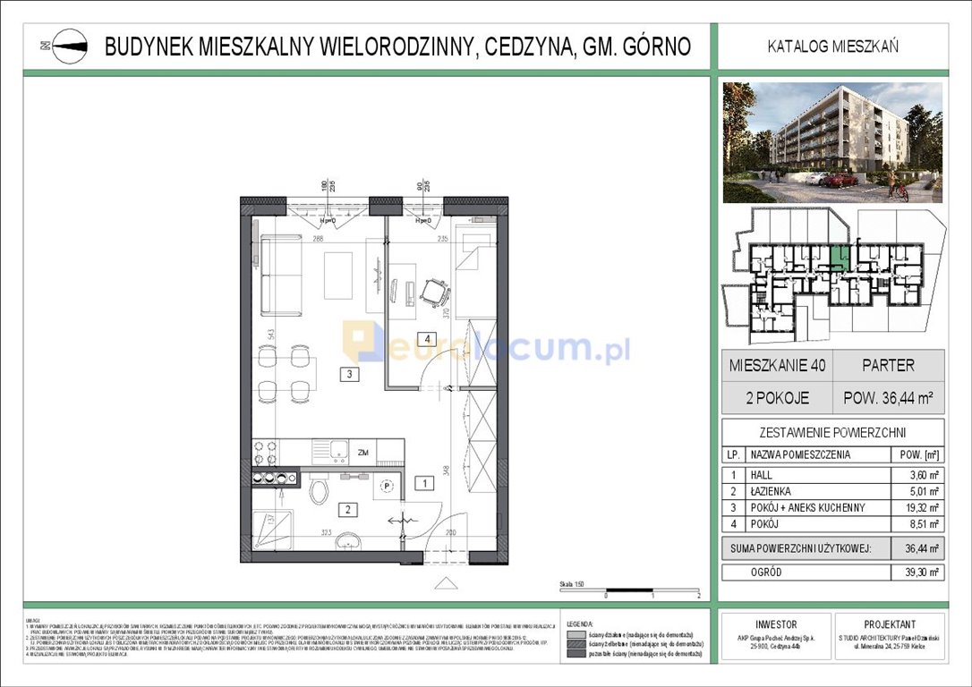 Mieszkanie dwupokojowe na sprzedaż Cedzyna  36m2 Foto 4