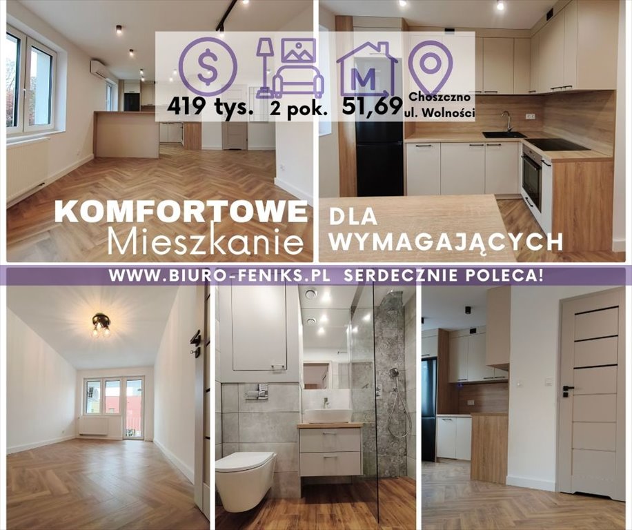 Mieszkanie dwupokojowe na sprzedaż Choszczno, Choszczno, Wolności  52m2 Foto 1