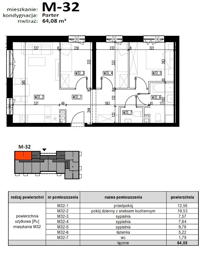 Mieszkanie czteropokojowe  na sprzedaż Łańcut, osiedle gen. Stanisława Maczka  64m2 Foto 2