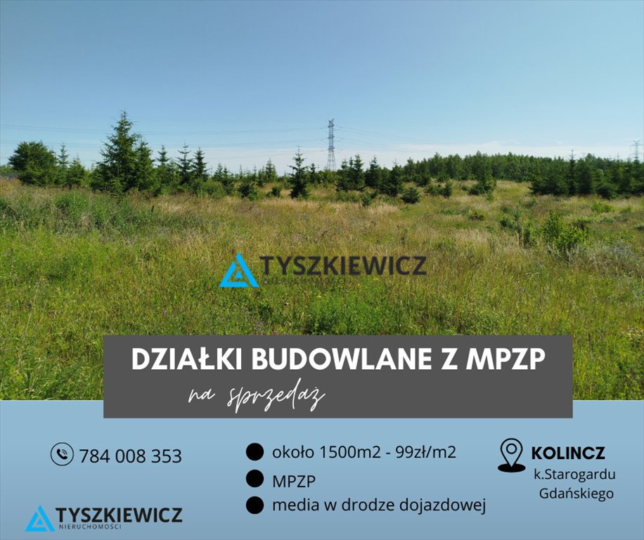 Działka pod dom wśród lasu, 1492 m2, blisko Starogardu Kolincz, Główna  1 492m2 Foto 1