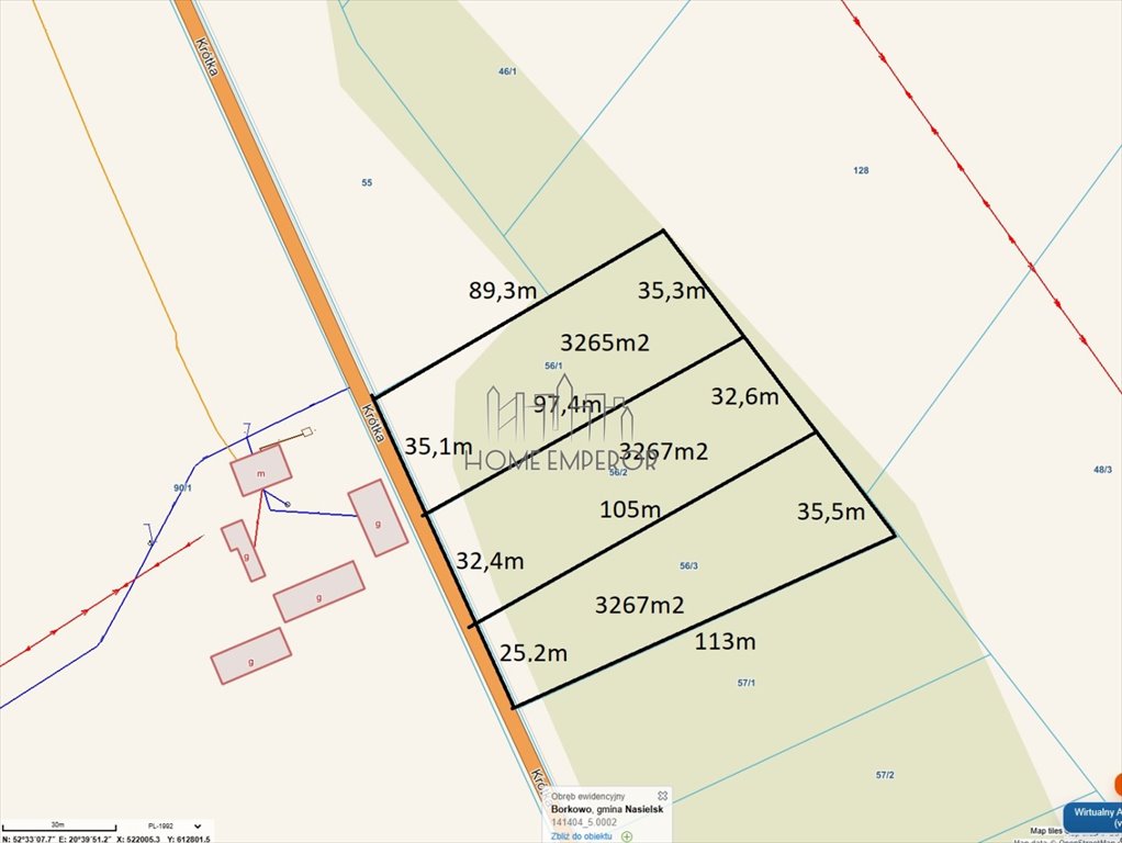 Polecam działkę 3265 m² pod zabudowę i las w Borkowie Borkowo, Krótka  3 265m2 Foto 1