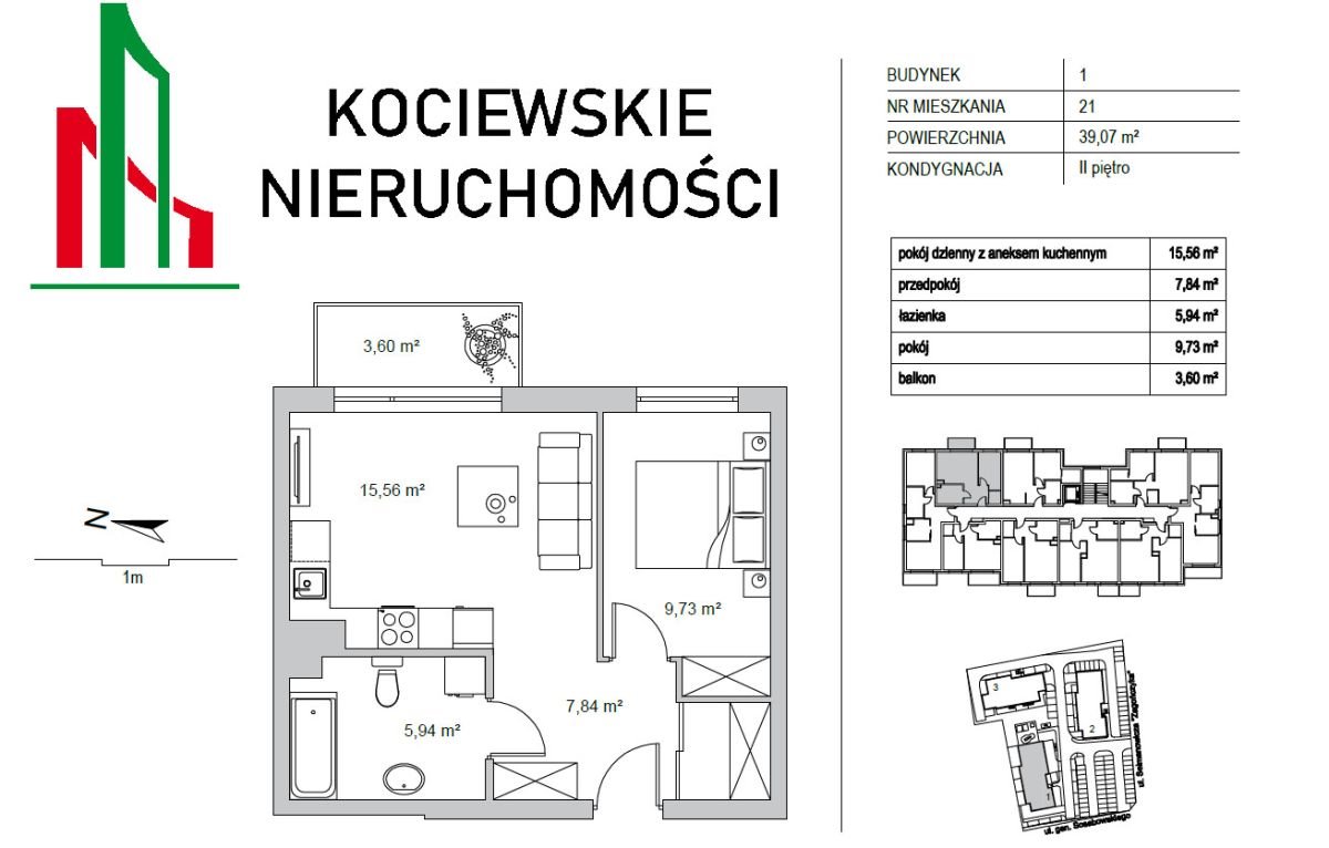 Mieszkanie dwupokojowe na sprzedaż Starogard Gdański  39m2 Foto 2