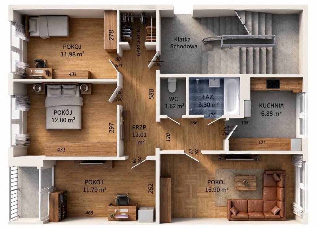Przestronne 4-pokojowe mieszkanie 77 m² z działką i balkonem zapraszam Wałcz, Wojska Polskiego  77m2 Foto 1