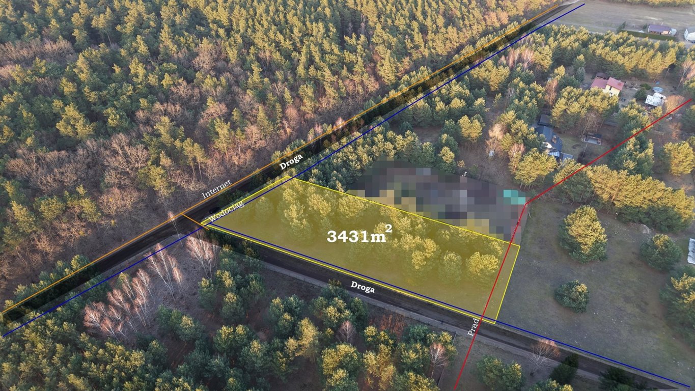 Działka 3431 m² pod dom w otoczeniu natury, media, blisko Kampinos Łazy  3 431m2 Foto 1