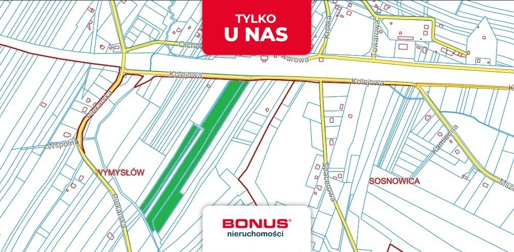 Działka 3,49 ha pod zabudowę wielorodzinną i usługi Wymysłów, Kolejowa  34 900m2 Foto 1