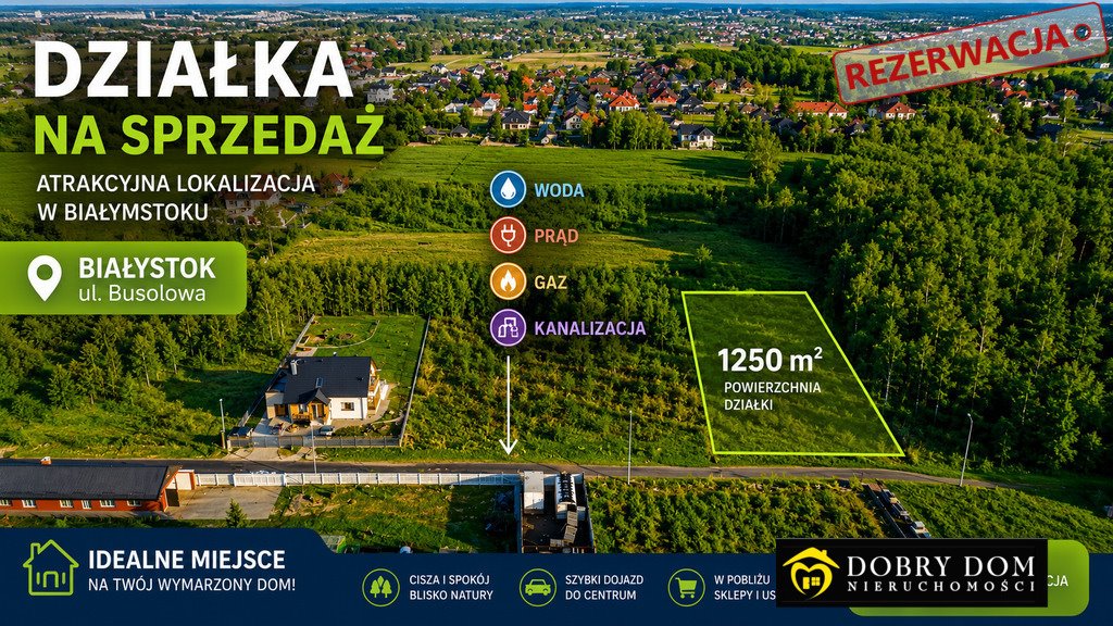 Do sprzedania działka 1250 m² z mediami w prestiżowej okolicy Białystok, Dojlidy Górne  1 250m2 Foto 1