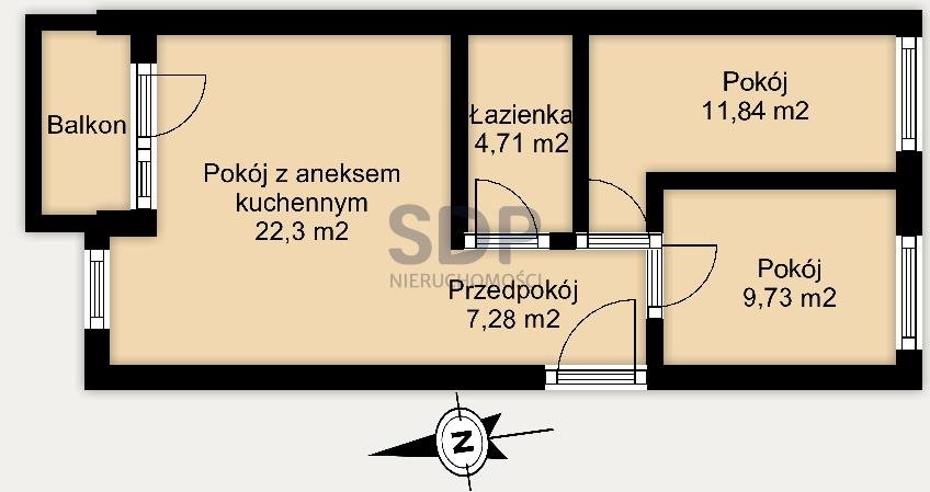 Mieszkanie trzypokojowe na sprzedaż Wrocław, Krzyki, Klecina, Przyjaźni  56m2 Foto 7