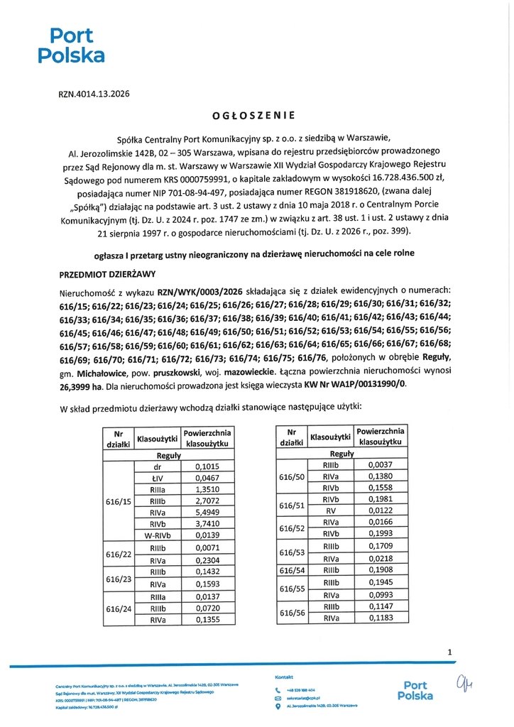 Działka na wynajem 263 999 m² pod cele rolne w Regułach Reguły  263 999m2 Foto 1