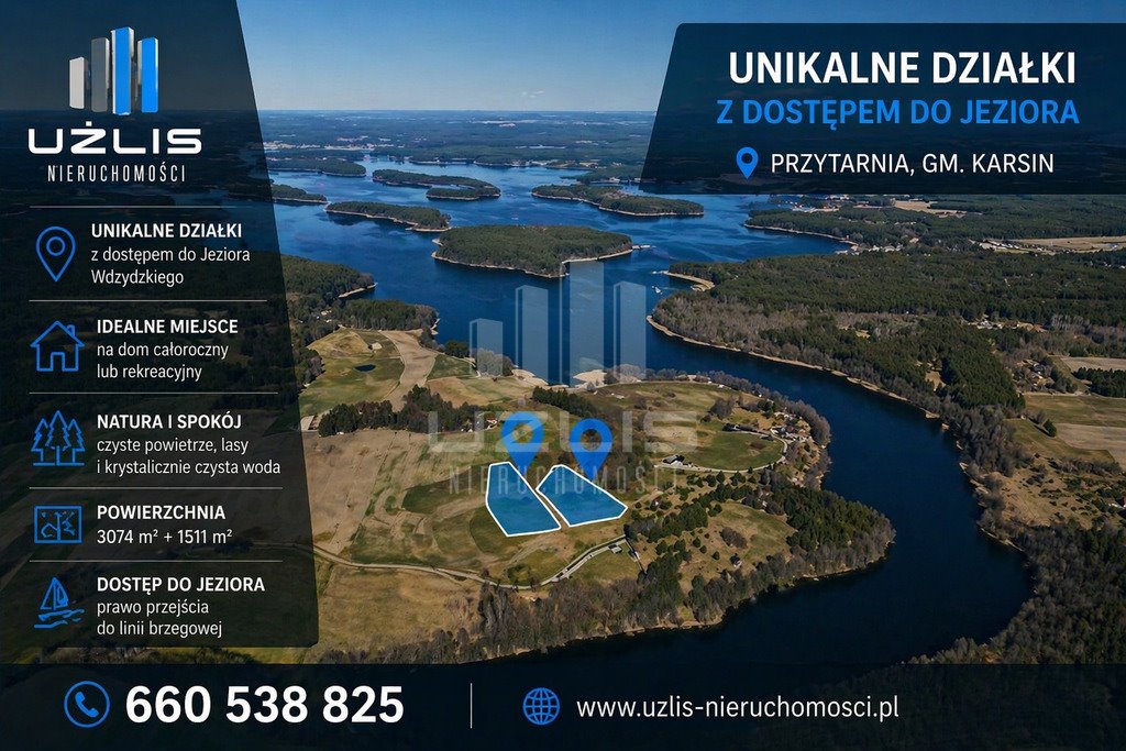 Działka 3074 m² z dostępem do jeziora w Wdzydzkim Parku Przytarnia  3 074m2 Foto 1