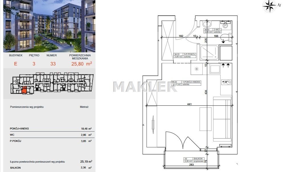 Kawalerka na sprzedaż Bydgoszcz, Bocianowo  26m2 Foto 2