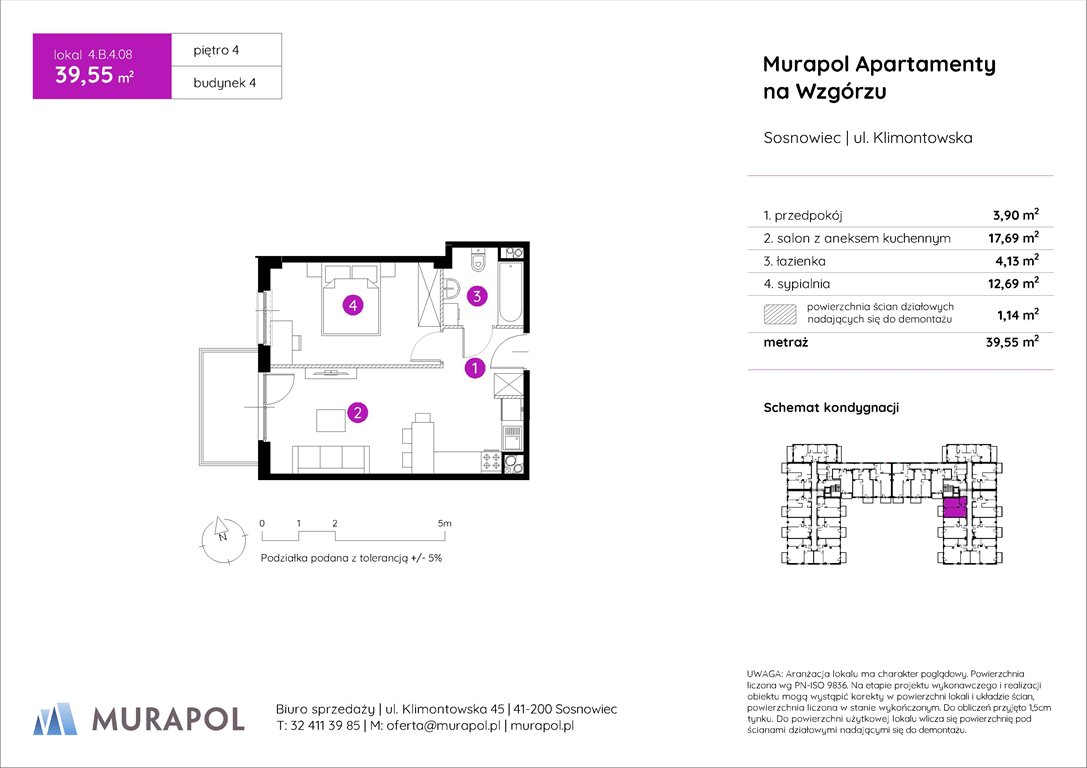 Nowe mieszkanie dwupokojowe Murapol Apartamenty na Wzgórzu Sosnowiec, ul. Klimontowska  40m2 Foto 1