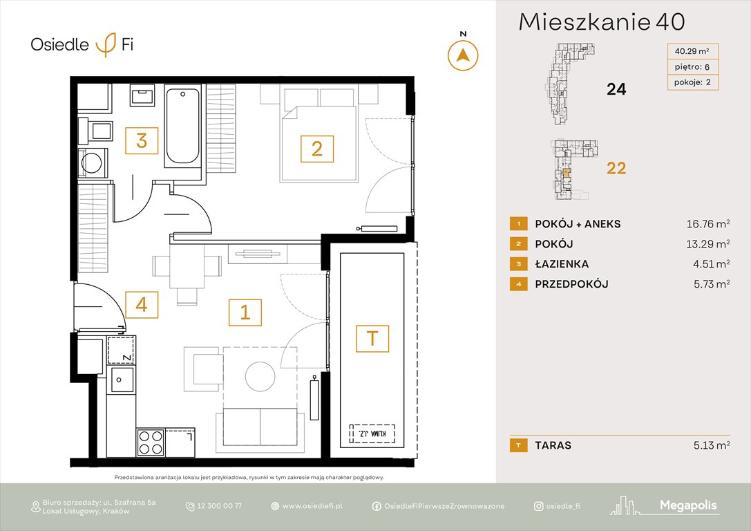 Nowe mieszkanie dwupokojowe Osiedle FI 3 Kraków, Podgórze, Rzemieślnicza 22-24  40m2 Foto 1