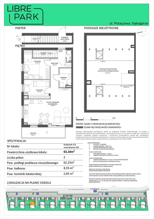 Nowe mieszkanie trzypokojowe Osiedle Libre Park Dębogórze, Pistacjowa 5  63m2 Foto 1