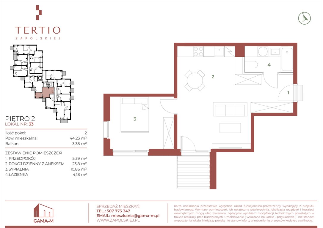 Nowe mieszkanie dwupokojowe Tertio Zapolskiej Kraków, Bronowice, Gabrieli Zapolskiej 21  44m2 Foto 1