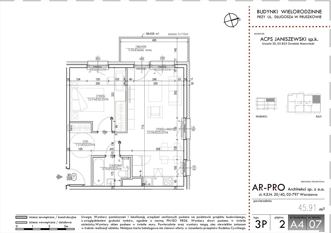 Nowe mieszkanie dwupokojowe Zacisze Długosza Pruszków, Baki, Długosza 42  46m2 Foto 1