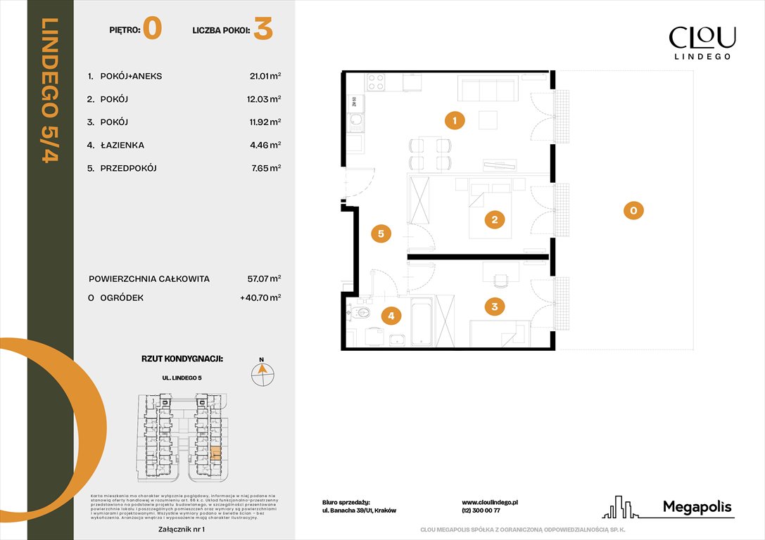 Nowe mieszkanie trzypokojowe Clou Lindego Kraków, Lindego 5  57m2 Foto 1