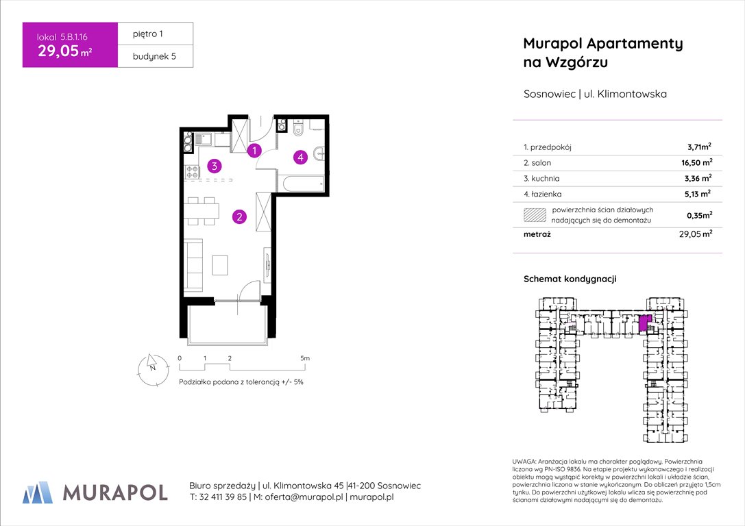 Nowa kawalerka Murapol Apartamenty na Wzgórzu Sosnowiec, ul. Klimontowska  29m2 Foto 1